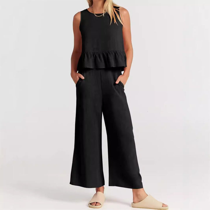 Dames Peplumtop – Relaxed Fit – Mouwloos – Natuurlijke Ademende Stof