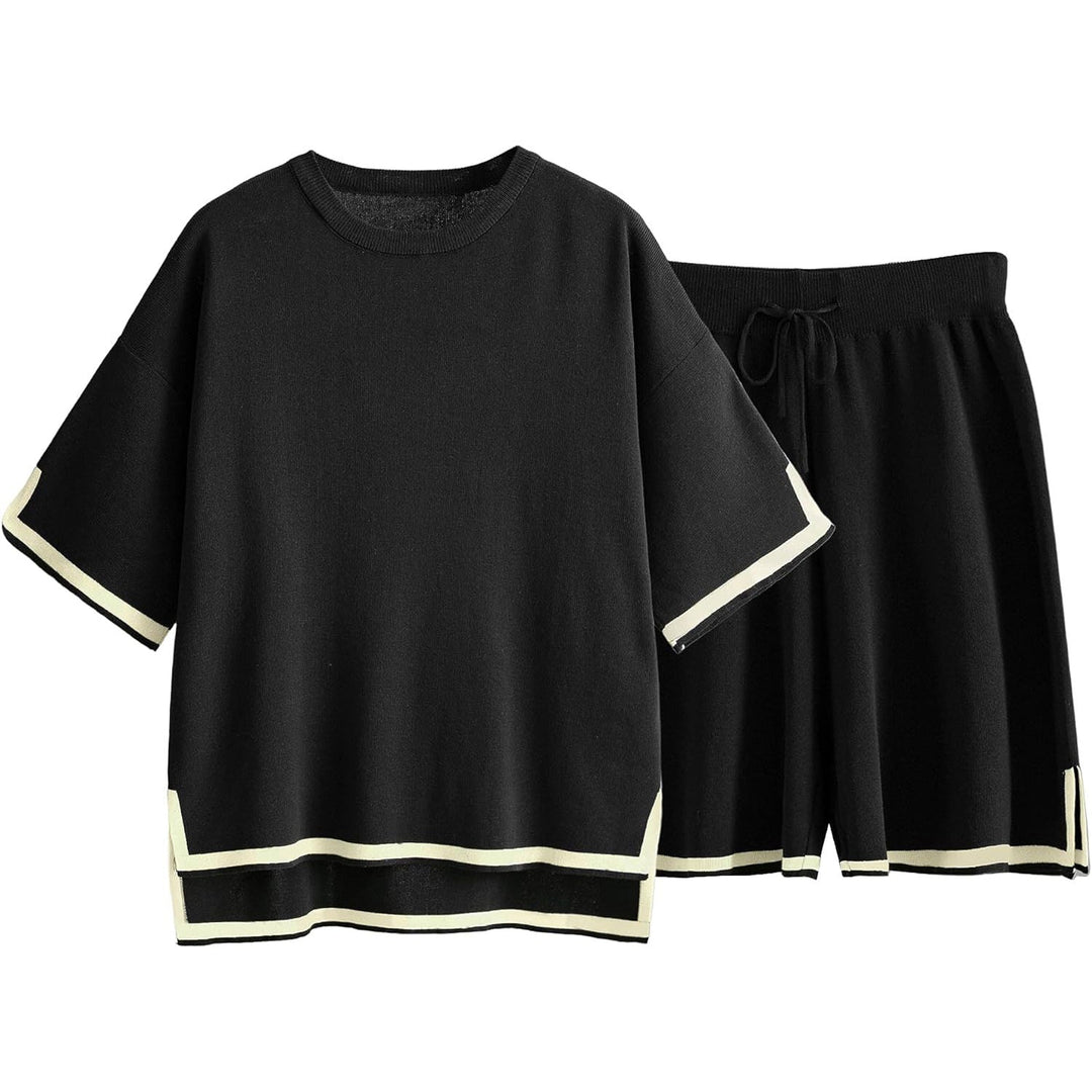 Dames gebreide sweaterset – Relaxte pasvorm – Zacht ademend breisel – Ribbels afwerking