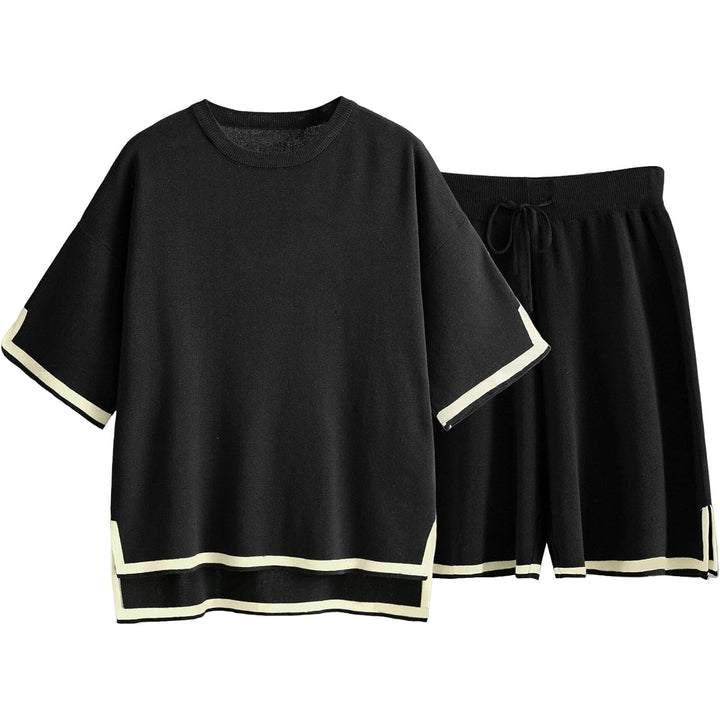 Dames gebreide sweaterset – Relaxte pasvorm – Zacht ademend breisel – Ribbels afwerking