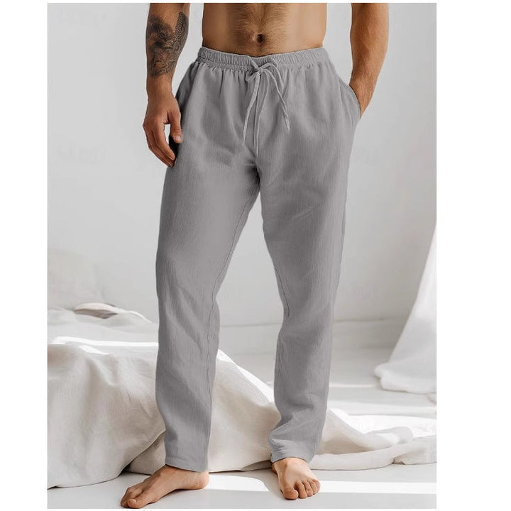 Heren Broek – Relaxte Pasvorm – Ademend Materiaal – Elastische Taille met Koord