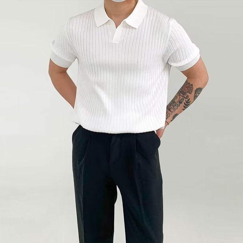 Heren Poloshirt – Standaard Pasvorm – Ribgebreid – Korte Mouwen – Ademend Casual