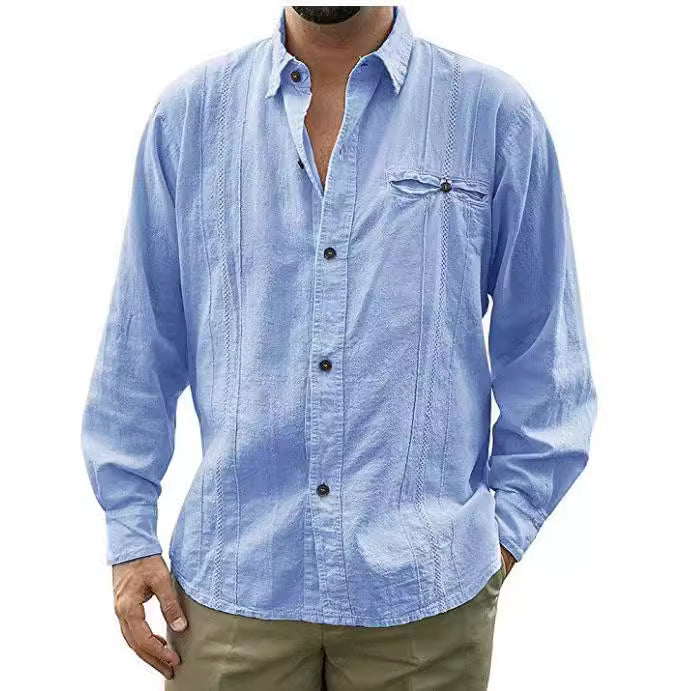 Heren Overhemd – Relaxed Fit – Lange Mouw – Ademend – Casual Knoopsluiting
