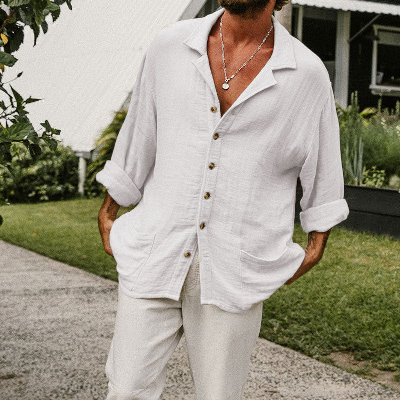Heren Overhemd – Relaxed Fit – Ademende Stof – Lange Mouwen – Casual Stijl