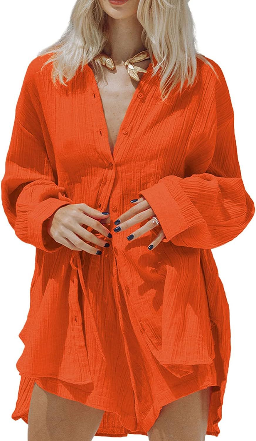 Dames Tweedelige Set – Oversized Blouse met Lange Mouwen – Relaxte Shorts – Ademend Materiaal