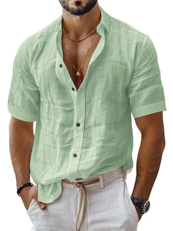 Heren Overhemd – Relaxed Fit – Ademende Stof – Korte Mouwen – Borstzak – Button-Down