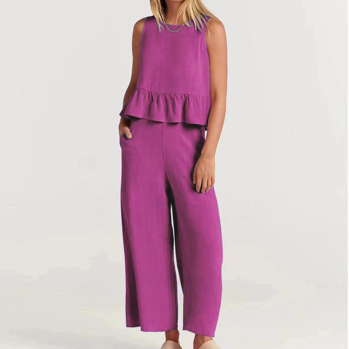 Dames Peplumtop – Relaxed Fit – Mouwloos – Natuurlijke Ademende Stof