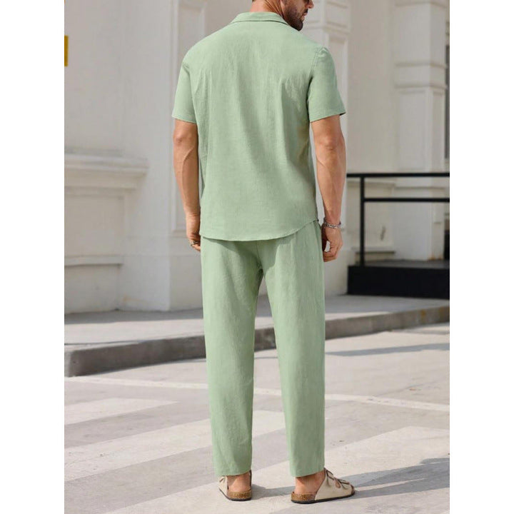 Heren Tweedelig Pak – Relaxte Pasvorm – Ademend Materiaal – Korte Mouw & Lange Broek