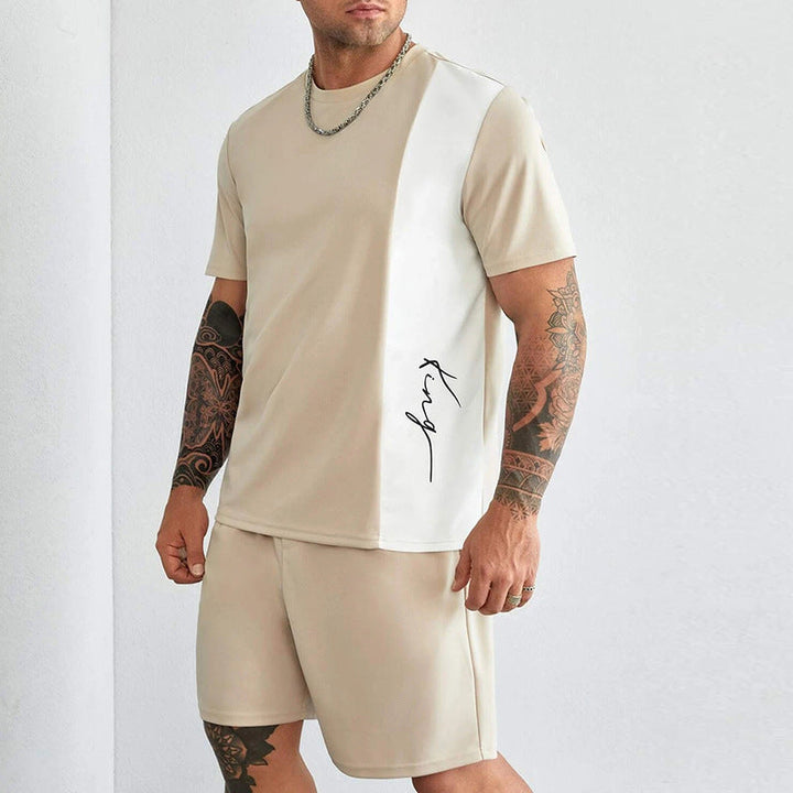 Heren 2-delig Set – Relaxed Fit – Ademend – Korte Mouw – Knie-lange Shorts