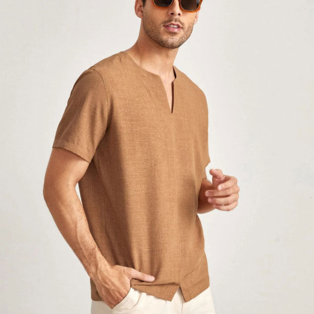 Heren T-shirt – Oversized Pasvorm – V-Hals – Korte Mouw – Ademend Comfort