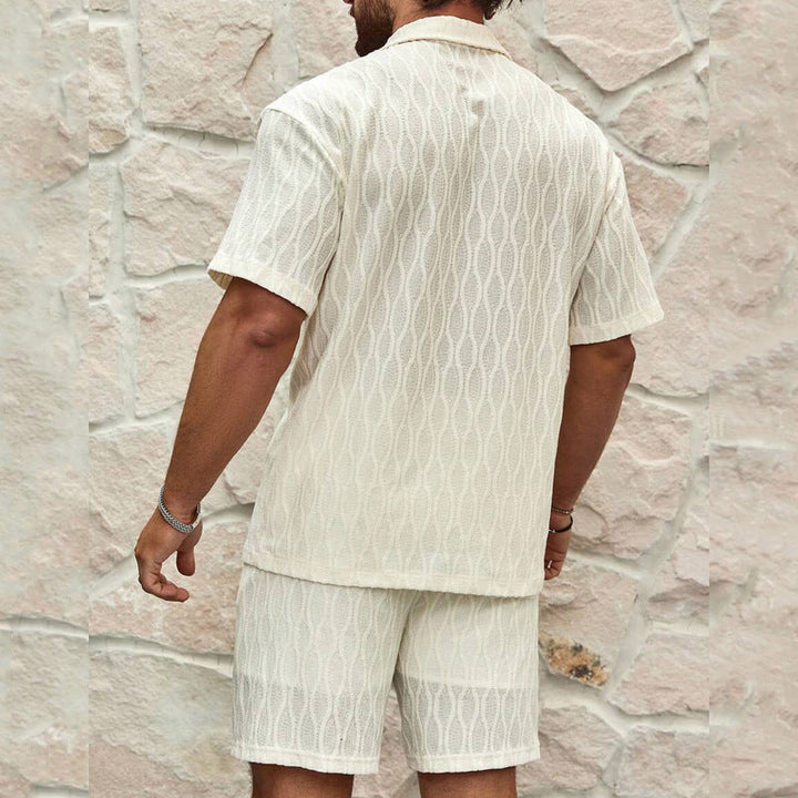 Heren Tweedelig Set – Knoopshirt en Short – Relaxte Pasvorm – Ademend Textiel