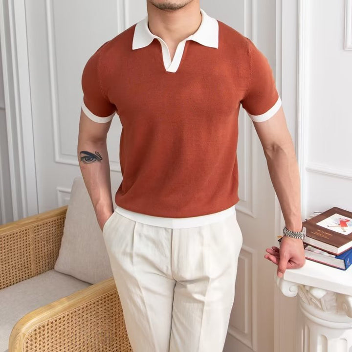 Heren Poloshirt – Regular Fit – Zachte Knit – Korte Mouw met Geribde Boorden