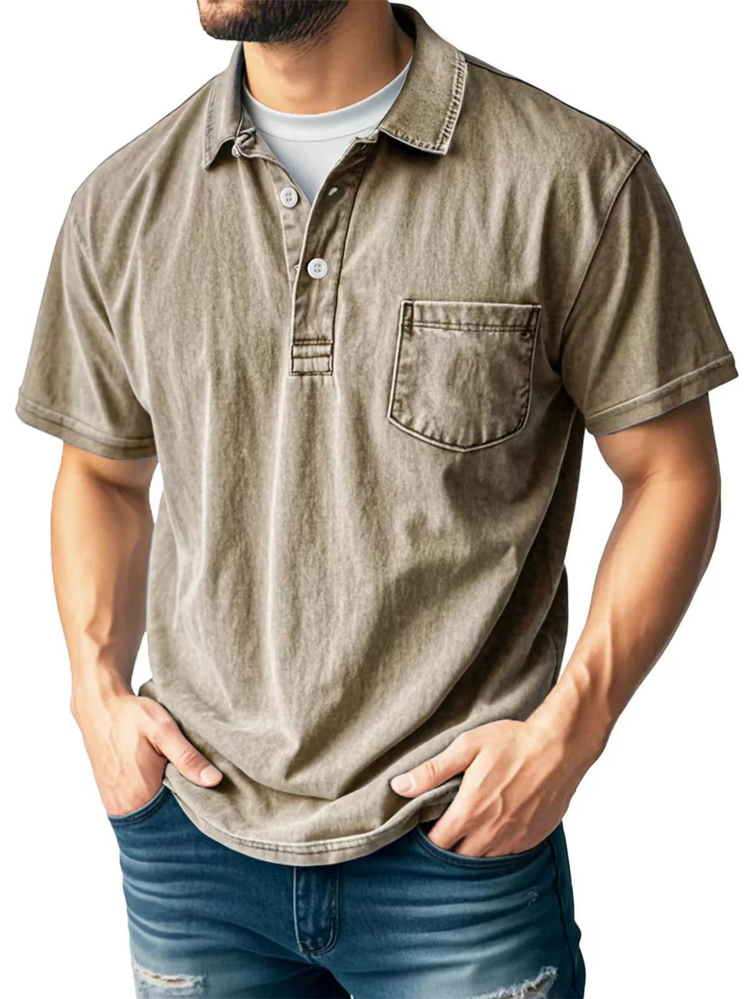 Heren Poloshirt – Relaxed Fit – Ademend Materiaal – Korte Mouw – Borstzak