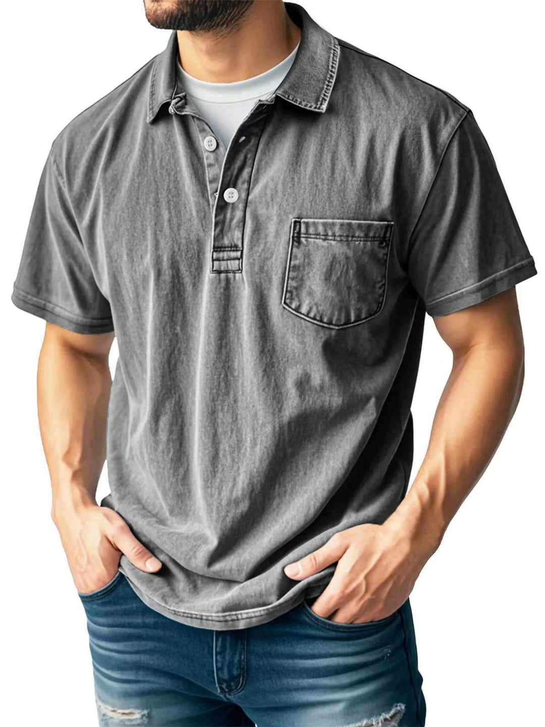 Heren Poloshirt – Relaxed Fit – Ademend Materiaal – Korte Mouw – Borstzak