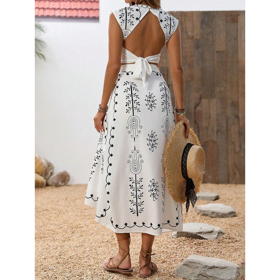 Dames Two-Piece Set – Mouwloze Crop Top – Wikkel Midi Rok – Ademende Stof