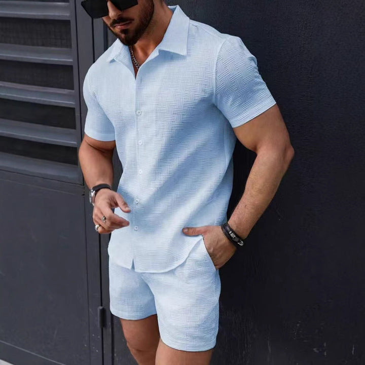 Heren Set – Slim Fit Overhemd en Korte Broek – Ademend Lichtgewicht Ontwerp