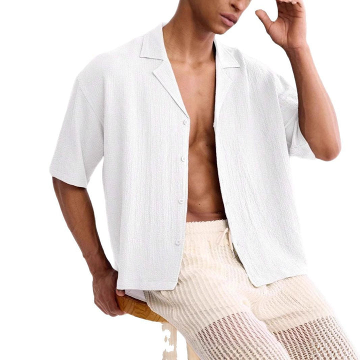 Heren Overhemd Korte Mouw – Relaxed Fit – Ademend Textuurweefsel – Casual Stijl