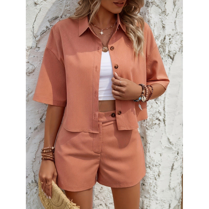 Dames Set Shirt en Shorts – Relaxed Fit – Ademend – Korte Mouw – Casual Look