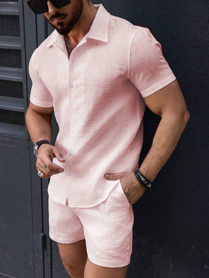 Heren Set – Slim Fit Overhemd en Korte Broek – Ademend Lichtgewicht Ontwerp