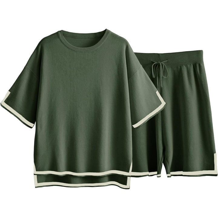 Dames gebreide sweaterset – Relaxte pasvorm – Zacht ademend breisel – Ribbels afwerking
