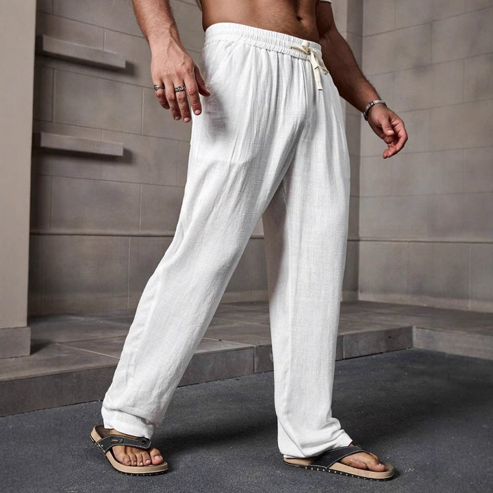 Heren Broek – Casual Pasvorm – Ademend Natuurlijke Stoffen – Elastische Taille – Volledige Lengte