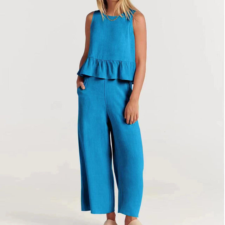 Dames Peplumtop – Relaxed Fit – Mouwloos – Natuurlijke Ademende Stof