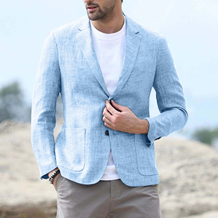 Heren Blazer – Slim Fit – Ademend Materiaal – Enkelrijig – Notch Revers