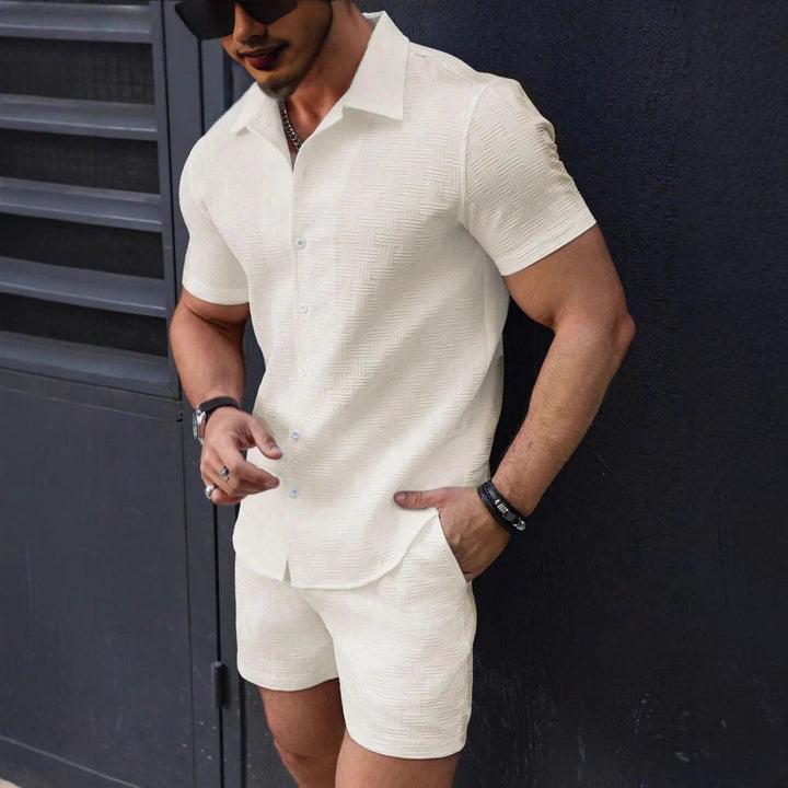 Heren Set – Slim Fit Overhemd en Korte Broek – Ademend Lichtgewicht Ontwerp