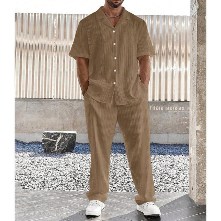 Heren Set – Casual Overhemd Korte Mouw en Rechte Broek – Ademend Comfort Fit