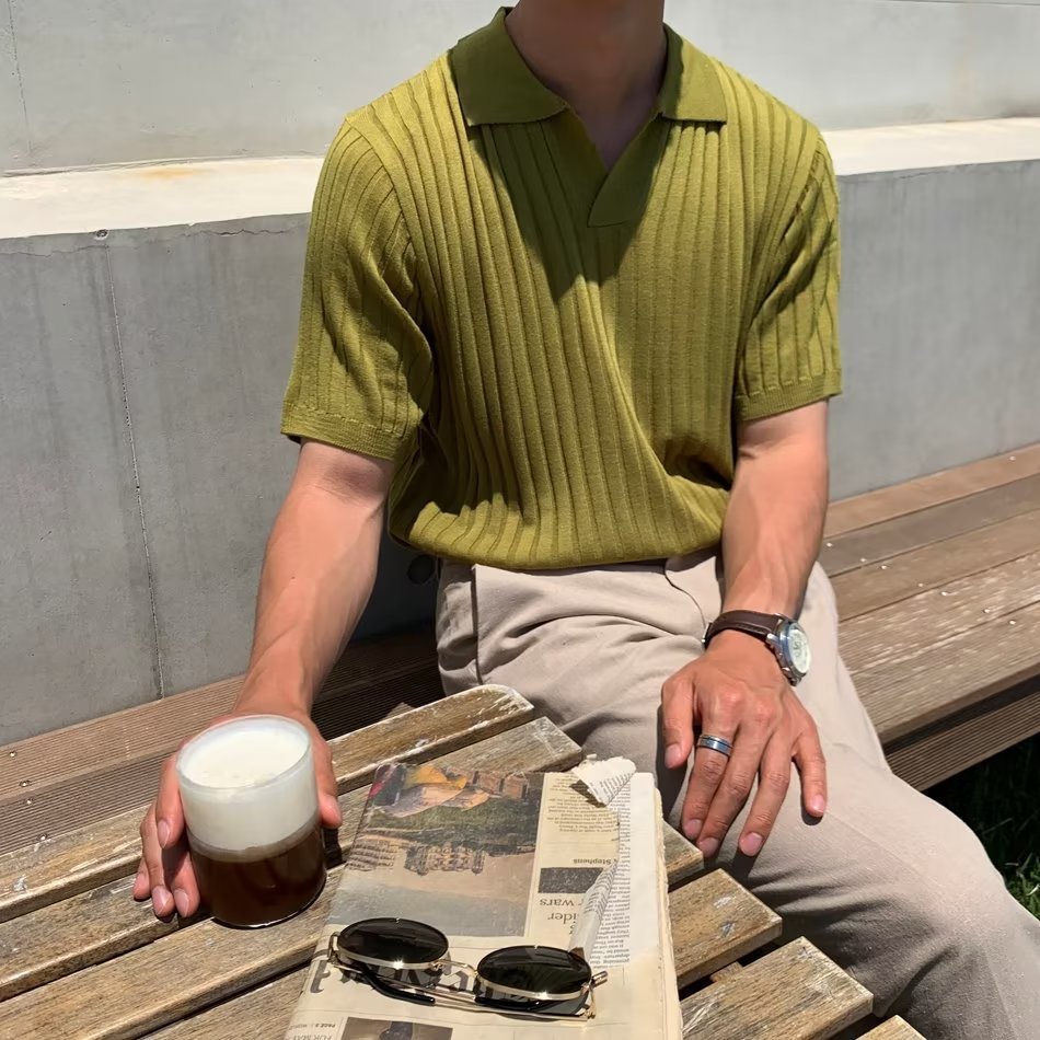 Heren Poloshirt – Standaard Pasvorm – Ribgebreid – Korte Mouwen – Ademend Casual