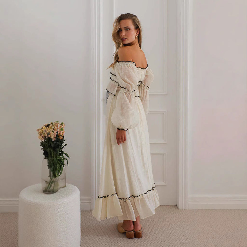 Dames Set – Off Shoulder Top & Rok – Ruches – Relaxte Pasvorm – Boho Look
