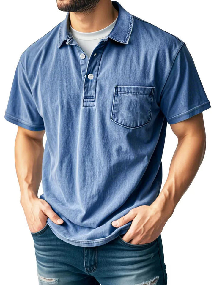 Heren polo – Relaxed fit – Korte mouw – Ademend materiaal – Borstzak