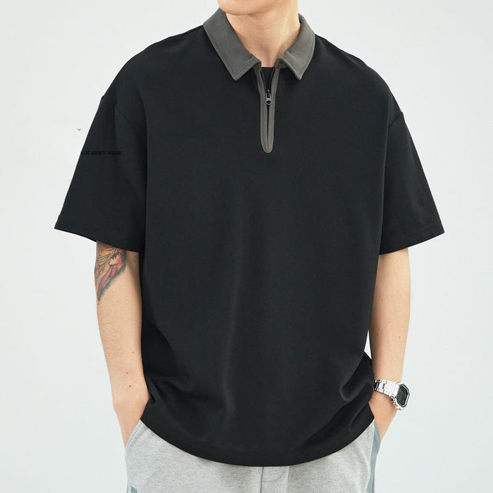 Heren Polo Shirt – Relaxed Fit – Half Zip – Korte Mouw – Ademend Comfort