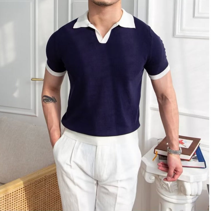 Heren Poloshirt – Regular Fit – Zachte Knit – Korte Mouw met Geribde Boorden