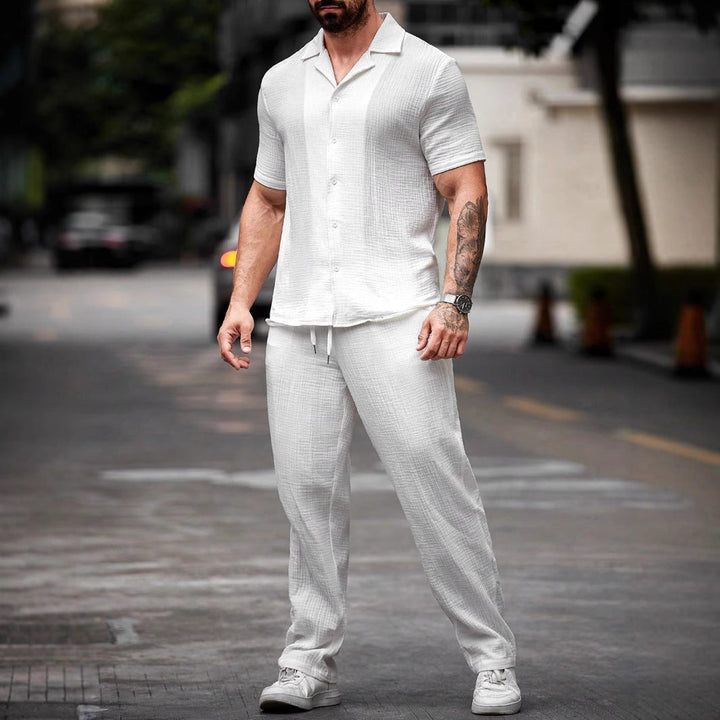 Heren Shirt en Broek Set – Regular Fit – Korte Mouw – Ademende Stof – Casual Look