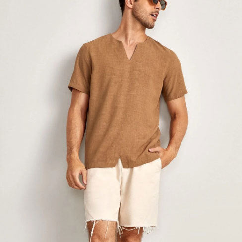 Heren T-shirt – Oversized Pasvorm – V-Hals – Korte Mouw – Ademend Comfort