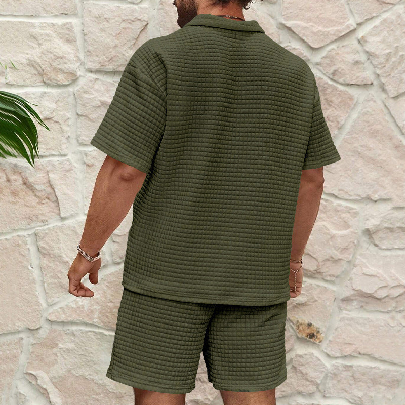 Heren Set – Casual Loungewear – Ademend Waffle Structuur – Relaxte Pasvorm