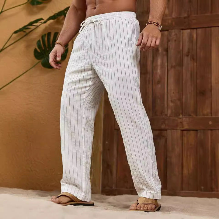Heren Broek – Relaxed Fit – Ademend Materiaal – Gestreept – Trekkoord Taille