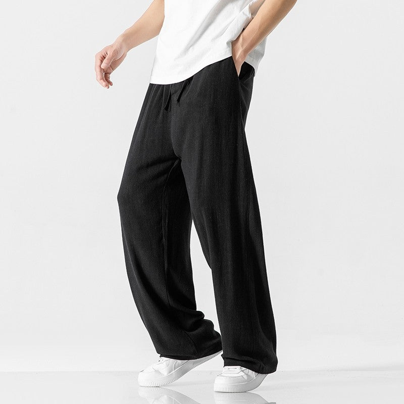 Heren Broek – Losse Pasvorm – Ademend Materiaal – Trekkoord Taille – Volledige Lengte