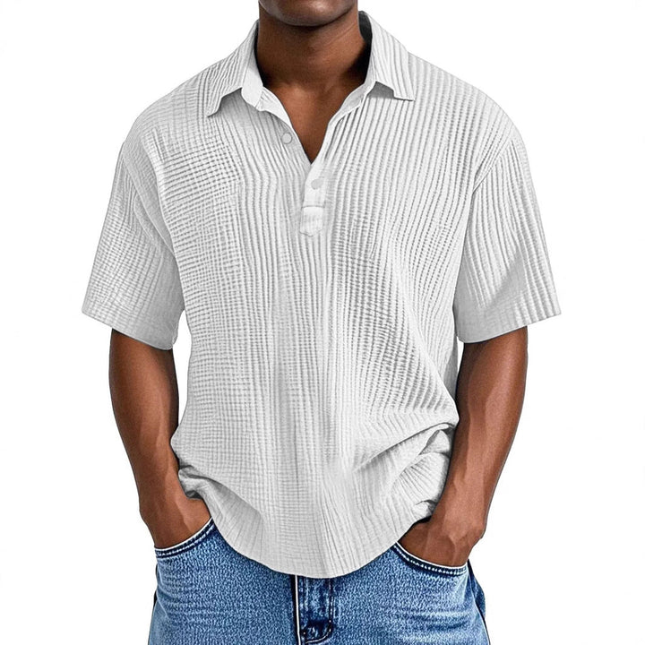 Heren Overhemd – Relaxed Fit – Korte Mouw – Kreukelstructuur – Ademend Materiaal
