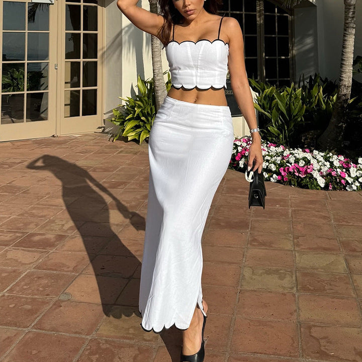 Dames Two-Piece Set – Crop Top Slim Fit – Midi Rok Flared Zoom – Ademend Design