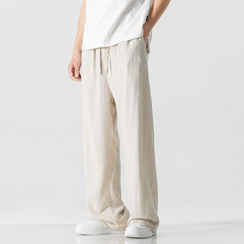 Heren Broek – Losse Pasvorm – Ademend Materiaal – Trekkoord Taille – Volledige Lengte