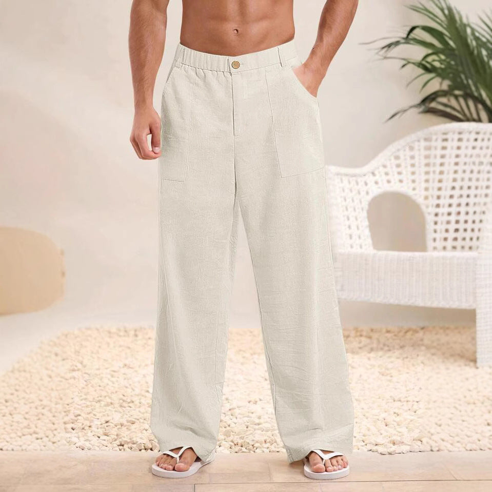Heren Broek – Relaxed Fit – Ademende Stof – Elastische Taille – Volledige Lengte