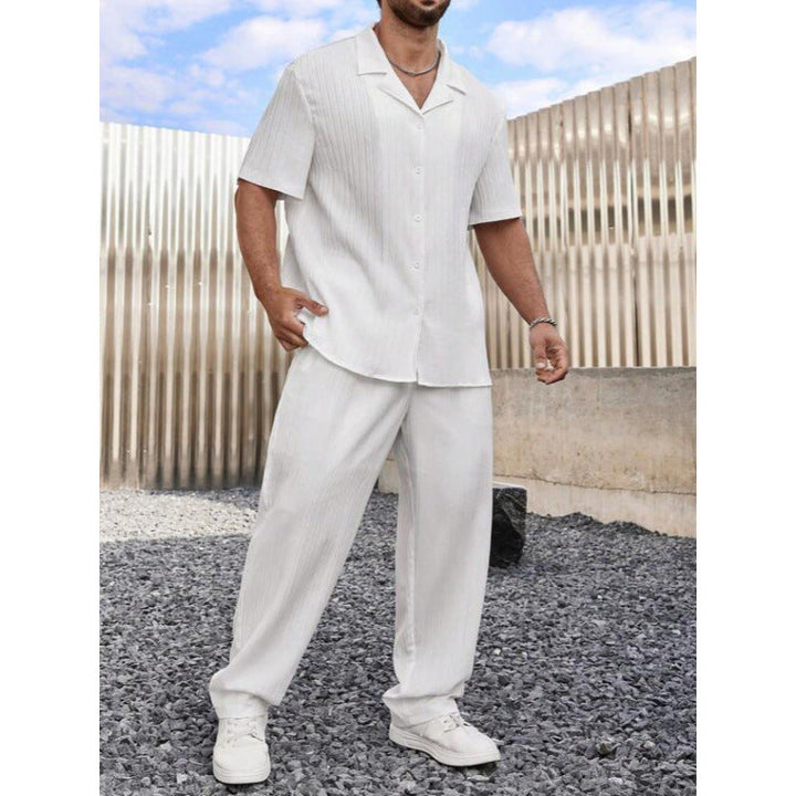 Heren Set – Casual Overhemd Korte Mouw en Rechte Broek – Ademend Comfort Fit