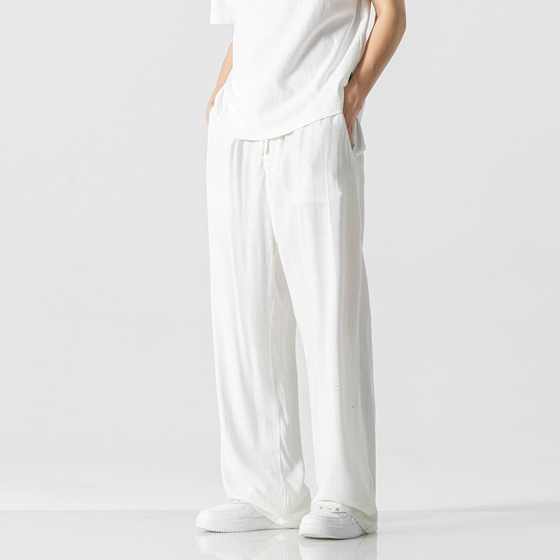 Heren Broek – Losse Pasvorm – Ademend Materiaal – Trekkoord Taille – Volledige Lengte