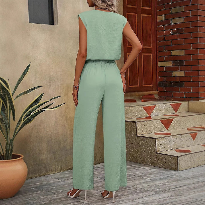 Dames Set Top en Broek – V-hals – Wijde Pasvorm – Verstelbare Taille – Ademende Stof