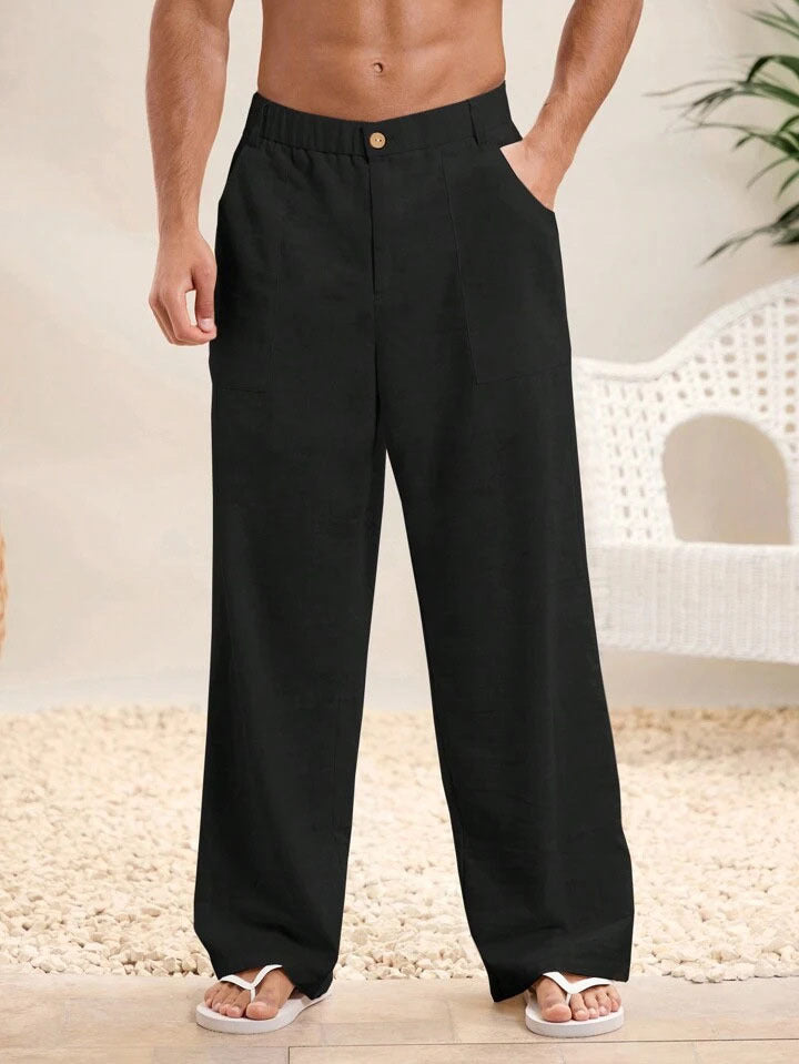 Heren Broek – Relaxed Fit – Ademende Stof – Elastische Taille – Volledige Lengte