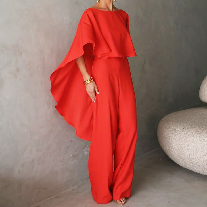Dames Two-Piece Set – Asymmetrische Top – Wijde Pantalon – Elegante Flowy Pasvorm