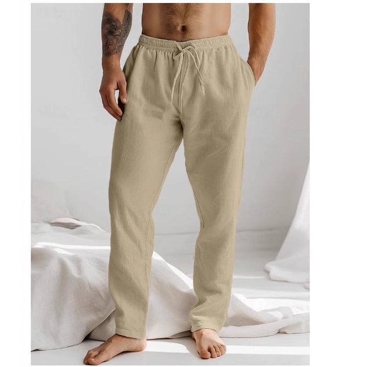 Heren Broek – Relaxte Pasvorm – Ademend Materiaal – Elastische Taille met Koord