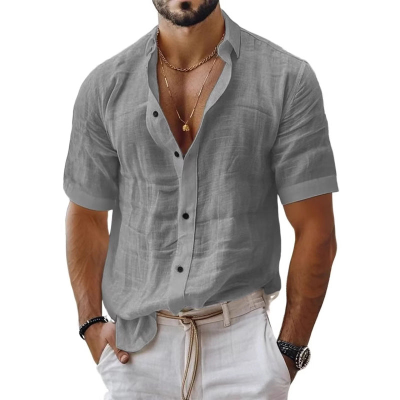 Heren Overhemd – Relaxed Fit – Ademende Stof – Korte Mouwen – Borstzak – Button-Down