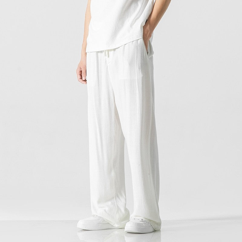 Heren Broek – Losse Pasvorm – Ademend Materiaal – Trekkoord Taille – Volledige Lengte